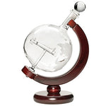 Handmade Etched Globe With Airplane Decanter Set with Wooden Stand - Republic of Flight