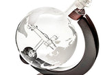 Handmade Etched Globe With Airplane Decanter Set with Wooden Stand - Republic of Flight