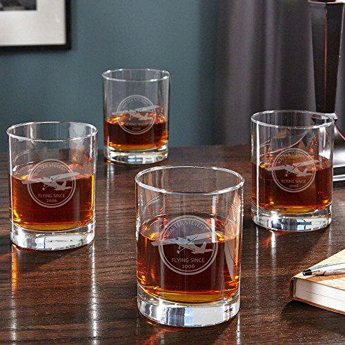 Pilot Gifts | Aviator Personalized Whiskey Glasses, Set of 4 (Customizable Product) - Republic of Flight
